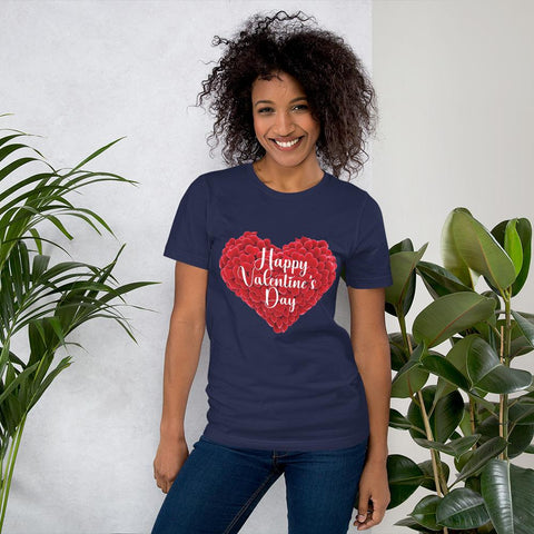 Image of Little Bumper Girls Clothes Navy / XS Happy Valentines Day Short-Sleeve Unisex T-Shirt