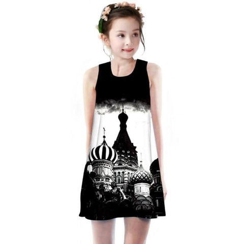 Image of Little Bumper Girls Clothes O / 8 / United States Party Printed Girl Dress