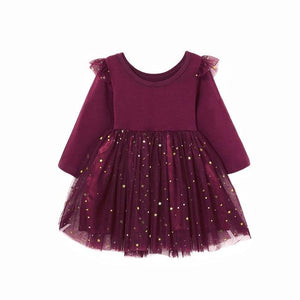 Little Bumper Girls Clothes Red / 4-5Y Long Sleeve Ruffles Star Tutu Party Dress