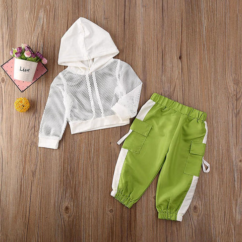 Image of Little Bumper Girls Clothes Toddler Girls Hooded Top & Pants Tracksuit Set