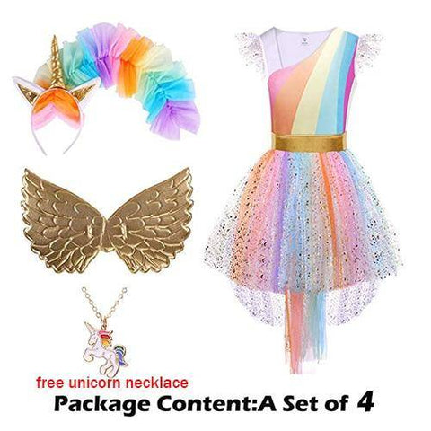Image of Little Bumper Girls Clothes unicorn / 5 / United States Girls Unicorn Costume Princess Dress with Headband