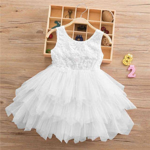 Little Bumper Girls Clothes White-2-SL / 3T / United States Lace Princess Irregular Tutu Dress