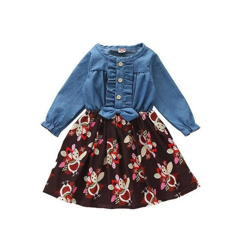 Image of Little Bumper Girls Clothes Xmas Dress c / 2-3 Years / United States Long Sleeve  Loose Dress