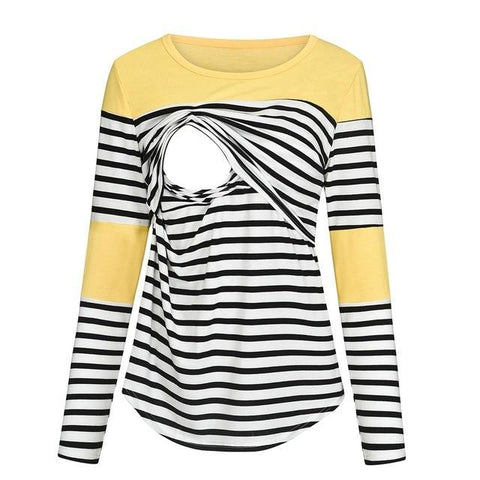 Image of Little Bumper Girls Clothes YE / XL / United States Long Sleeve Striped Top  For Breastfeeding Mom
