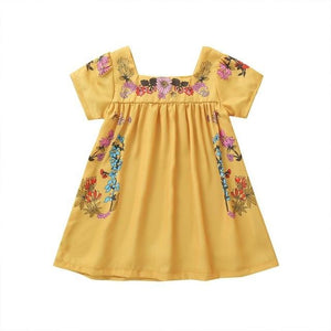 Little Bumper Girls Clothes Yellow1 / 24M / United States Sleeveless Embroidery Ruffle Dress