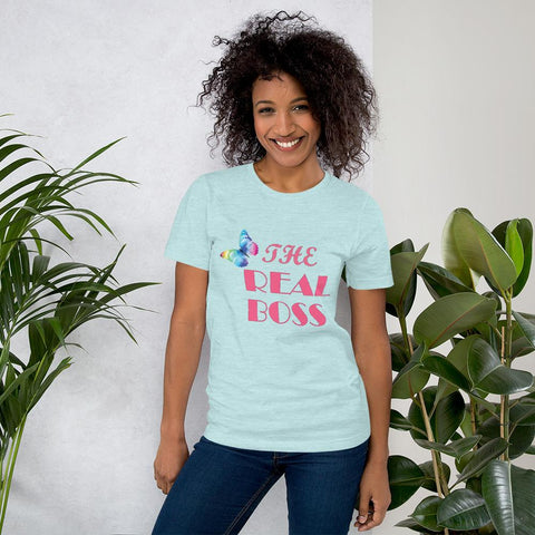 Image of Little Bumper Heather Prism Ice Blue / S The Real Boss Short-Sleeve Unisex T-Shirt