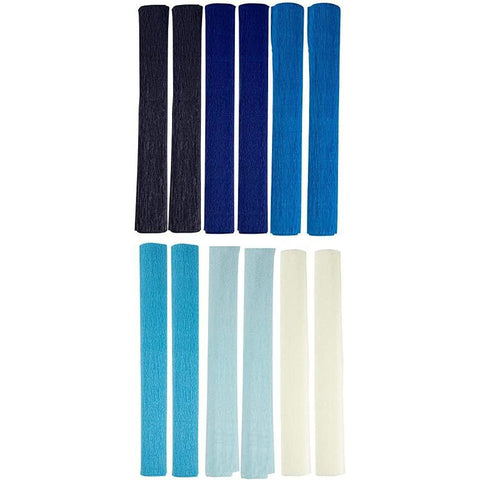 Image of Little Bumper Home & Garden - Home Decor Crepe Paper Roll - 12 Pack Paper Party Sheets Blue Theme