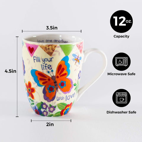 Little Bumper Home & Garden - Home Decor Inspirational Beautiful Butterfly Boxed Mug, 12oz