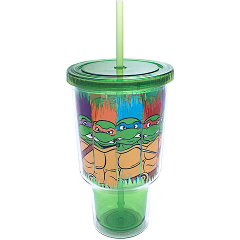 Image of Little Bumper Kids & Babies 2 Pack Marvel Spider-Man Head Shaped Tin & TMNT Character Jumbo Cold Cup with Lid and Straw