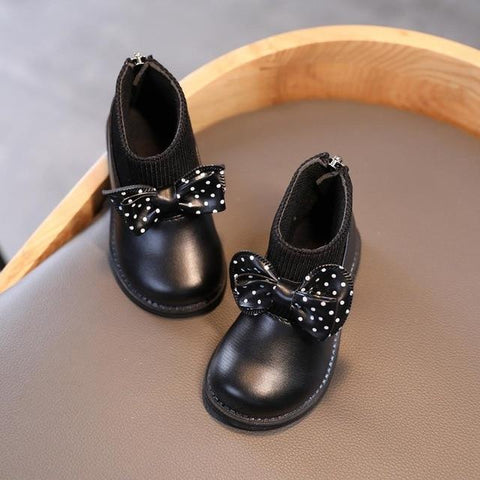 Image of Little Bumper Kids Shoes BK / 29 / United States Soft Leather  Round Toe Flat Rubber Shoes