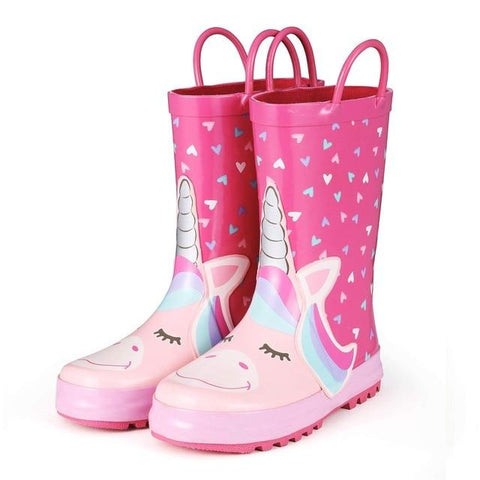 Image of Little Bumper Kids Shoes Heart Unicorn / 5 / United States Cute Unicorn Printed Rain Boots