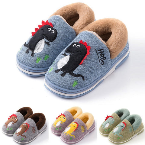 Image of Little Bumper Kids Shoes Indoor Dinosaur Flock Warm  Shoes