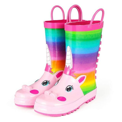 Image of Little Bumper Kids Shoes Rainbow Unicorn / 9 / United States Cute Unicorn Printed Rain Boots