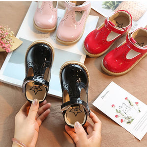 Little Bumper Kids Shoes Soft Leather  Round Toe Flat Rubber Shoes