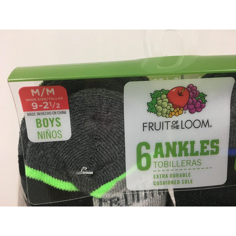 Image of Little Bumper Kids Socks 6 Pair Fruit of the Loom Half Cushion Ankle Socks