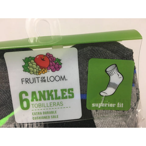 Image of Little Bumper Kids Socks 6 Pair Fruit of the Loom Half Cushion Ankle Socks