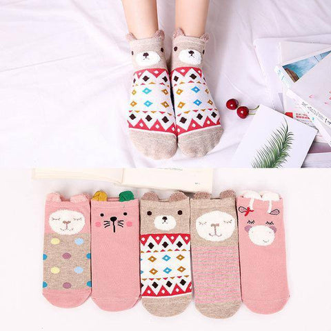 Image of Little Bumper Kids Socks XG27 / 5Pairs(for6-12years) / United States Kids Soft Cotton Seamless Ankle Socks - 5 Pairs