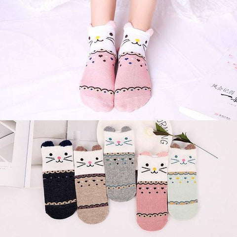 Image of Little Bumper Kids Socks XG28 / 5Pairs(for6-12years) / United States Kids Soft Cotton Seamless Ankle Socks - 5 Pairs