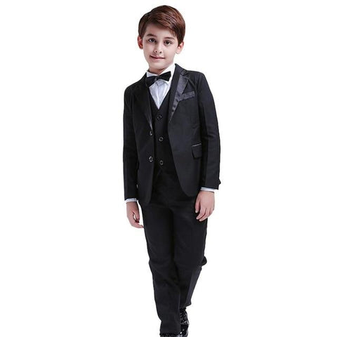 Image of Little Bumper Kids Suits Black / 5 / United States Black Toddler Boys Suits Wedding 5 pcs.