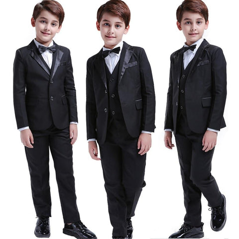 Image of Little Bumper Kids Suits Black Toddler Boys Suits Wedding 5 pcs.