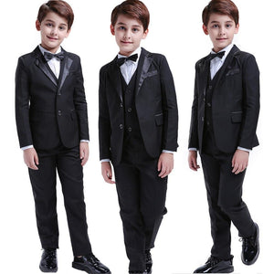 Little Bumper Kids Suits Black Toddler Boys Suits Wedding 5 pcs.
