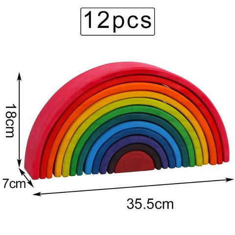 Image of Little Bumper Kids Toys 12-colorful / United States Large Rainbow Stacker Wooden Toys For Kids