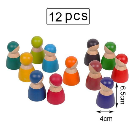 Image of Little Bumper Kids Toys 12-Little man / United States Large Rainbow Stacker Wooden Toys For Kids