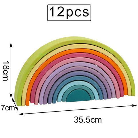 Image of Little Bumper Kids Toys 12-Macaron / United States Large Rainbow Stacker Wooden Toys For Kids