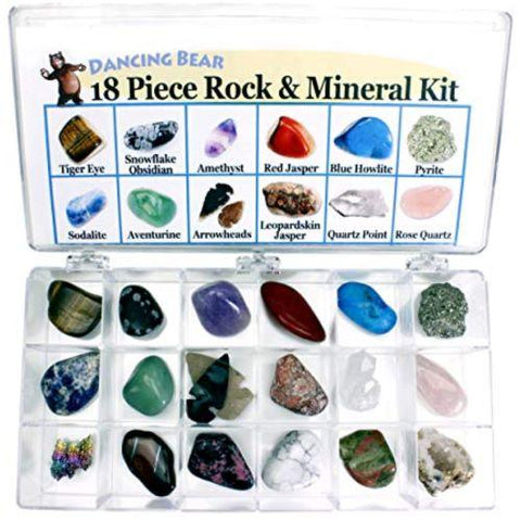 Image of Little Bumper Kids Toys Deluxe Educational 18pcs Rock and Mineral Collection Box