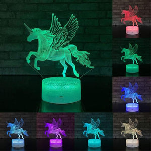 Little Bumper Kids Toys KX72 / 16 Color Remote / United States 3D LED Night Light Unicorn Shaped Table Desk Lamp