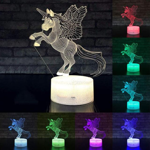 Image of Little Bumper Kids Toys KX74 / 16 Color Remote / United States 3D LED Night Light Unicorn Shaped Table Desk Lamp