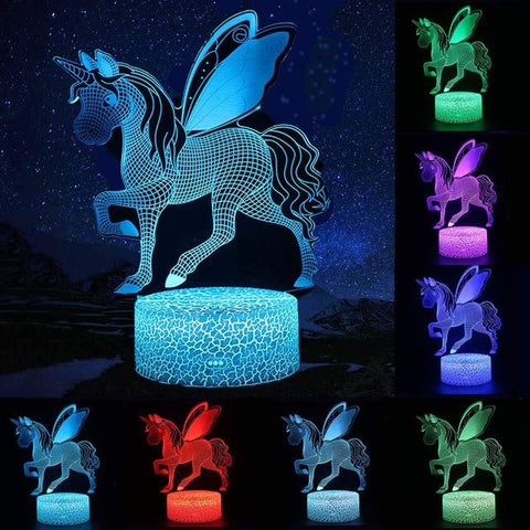 Image of Little Bumper Kids Toys S59 / 16 Color Remote / United States 3D LED Night Light Unicorn Shaped Table Desk Lamp