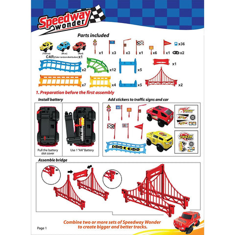 Image of Little Bumper Kids Toys Speedway Wonder 92 Piece Car Track Toys