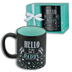 Little Bumper Kitchen Dining Black "Hello My Name is Daddy" 12oz Mug w/ Gift Box