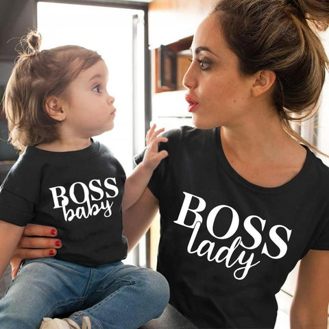 Little Bumper Matching Sets Boss Baby and Boss Lady Print Matching Tee