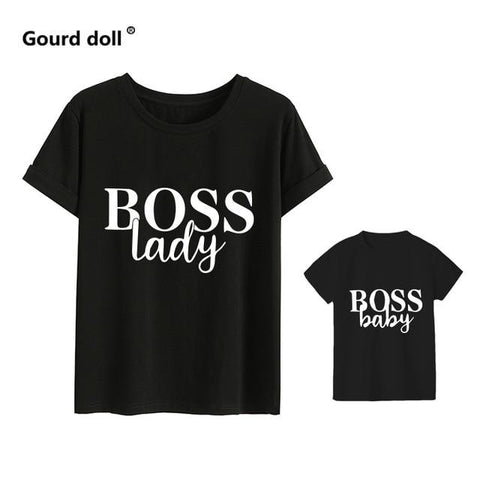 Image of Little Bumper Matching Sets LB-black / Kid 4T 110 (1PCS) Boss Baby and Boss Lady Print Matching Tee