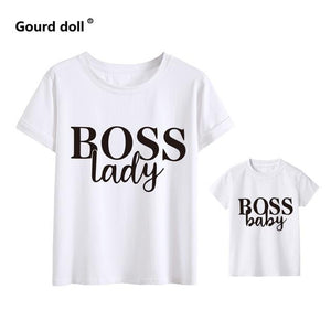 Little Bumper Matching Sets LB-white / Kid 4T 110 (1PCS) Boss Baby and Boss Lady Print Matching Tee