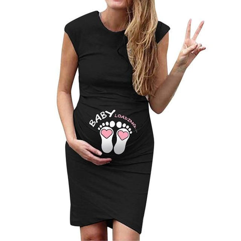 Image of Little Bumper Mommies Clothes Black / S / United States Printed Maternity Dress