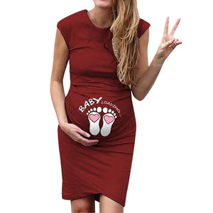 Little Bumper Mommies Clothes Wine / L / United States Printed Maternity Dress