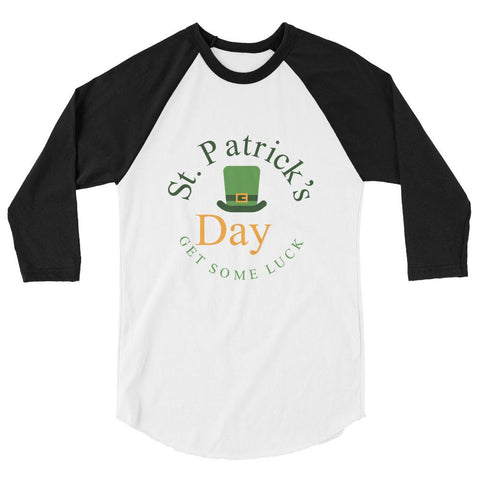 Image of Little Bumper White/Black / M "Get Some Luck" St. Patrick's Day 3/4 Sleeve Unisex Raglan Shirt