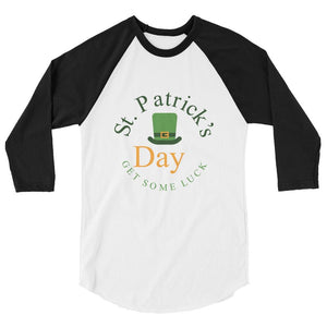 Little Bumper White/Black / M "Get Some Luck" St. Patrick's Day 3/4 Sleeve Unisex Raglan Shirt