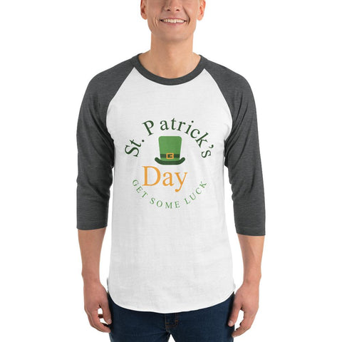 Image of Little Bumper White/Heather Charcoal / S "Get Some Luck" St. Patrick's Day 3/4 Sleeve Unisex Raglan Shirt