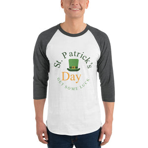 Little Bumper White/Heather Charcoal / S "Get Some Luck" St. Patrick's Day 3/4 Sleeve Unisex Raglan Shirt