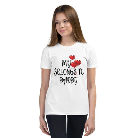 Image of Little Bumper White / S "My Heart Belongs to Daddy" Youth Short Sleeve T-Shirt