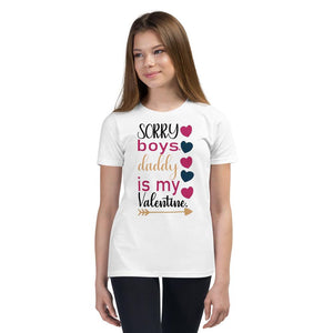 Little Bumper White / S Sorry Boys Daddy is My Valentine Youth Short Sleeve T-Shirt