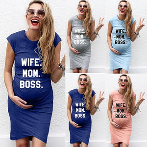 Little Bumper Women's Fashion - Women's Clothing - Dress - Sleeveless Dress Short Sleeve  Printed Maternity Dress