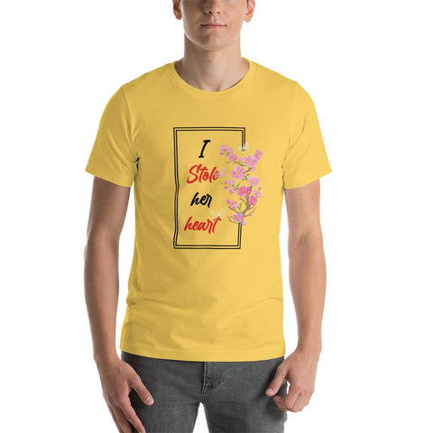 Image of Little Bumper Yellow / S I Stole Her Heart Short-Sleeve Unisex T-Shirt