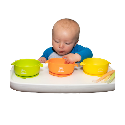 MyLittleBumper Feeding Orange-Yellow-Green Little Bumper Bowls and Spoons Set