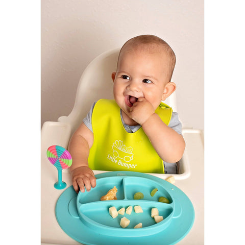 Image of MyLittleBumper Feeding Turq-Green Little Bumper Silicone Baby Feeding Set