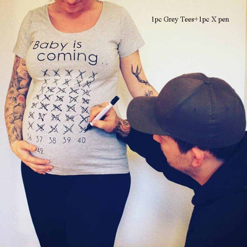 Baby is Coming Due Date Countdown Maternity T-Shirt